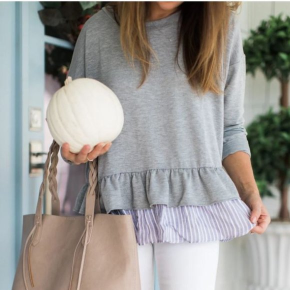 jillian harris Tops - Joe Fresh x Jillian Harris Collection Ruffle Peplum Sweater Size Large W…